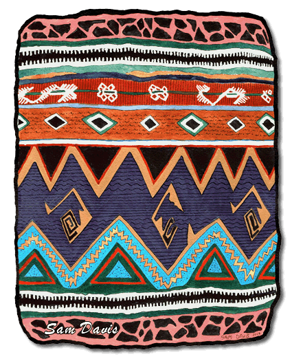 Boho Native - watercolor with pen and ink by Sam Davis, 2024.